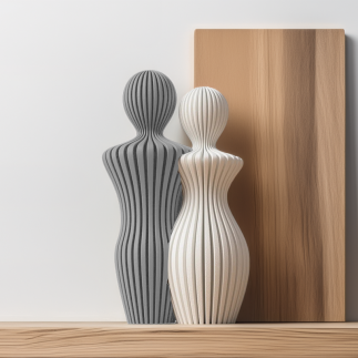 Duo de Statuettes Design - Étreinte Moderne et Élégante