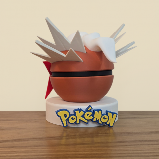 Pokéball Entei, vue arrière sur sa belle crinière blanche