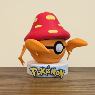 Figurine Pokéball Parasect : vue de coté détail sur les pattes et les pinces oranges