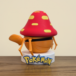 Pokéball Parasect : vue arrière détail sur sont champignon rouges à points jaunes