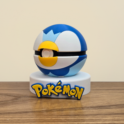 Figurine Pokéball Tiplouf : vue de coté détail sur le bec jaune
