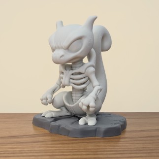Figurine Mewtwo Squelette 3D - Le Légendaire Révélé