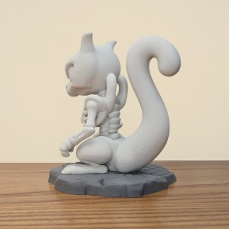 Figurine Mewtwo Squelette 3D - Le Légendaire Révélé