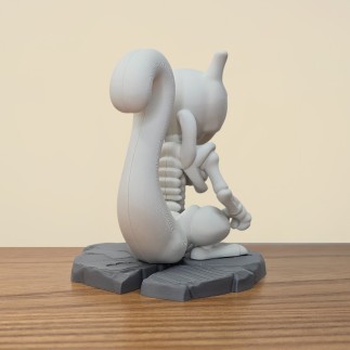 Figurine Mewtwo Squelette 3D - Le Légendaire Révélé