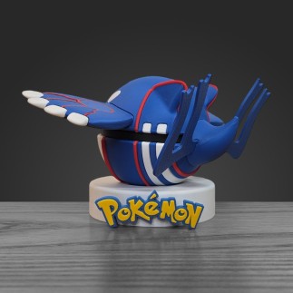 Vue arrière 1 Pokéball Kyogre mettant en avant les motifs Alpha et les nageoires caudales.